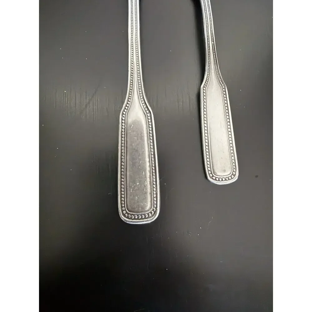 Vintage Salem Stainless Steel Beaded Dinner Fork & Teaspoon Flatware Set